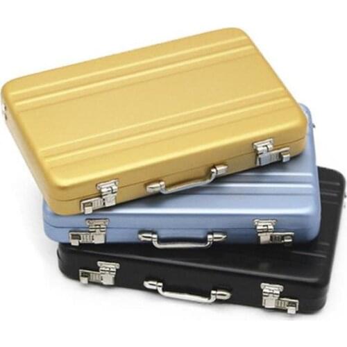 100pc Fashion Password Box Shape Aluminum Credit Card Box Mini Suitcase Business Card Holder Bank Card Multifunction Storage Box