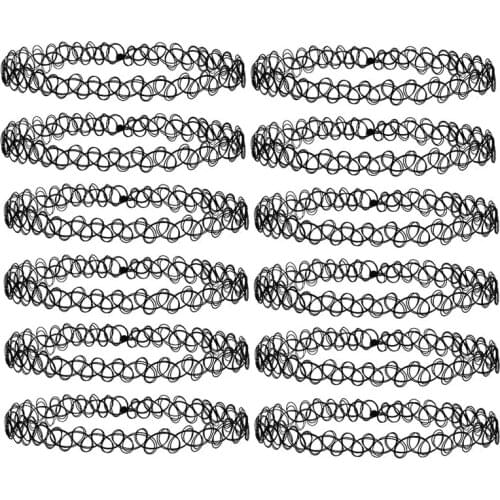 12Pcs Vintage Stretch Choker Necklace Lady Girl Tattoo Choker Necklace Punk Retro Gothic Elastic Necklaces for Women jewelry