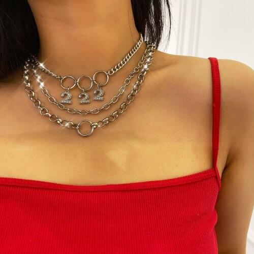 2020 Fashion Multilevel Number 2 Crystal Circle Pendant Necklaces For Women New Vintage Boho Necklace Jewelry Party Gift