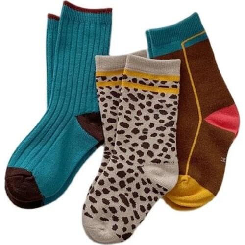 3pairs 2021 Baby Girls Boys Socks For Kids Cotton Plaid Leopard Animals Autumn Toddler Cute Socks Newborn Baby Childrens Socken