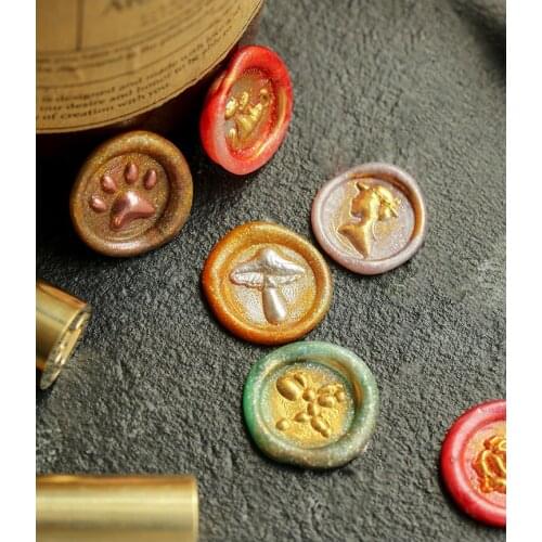 3D mini copper head Wax Seal Stamp Head Vintage Round Antique Flower Sealing Wax Copper Stamp Head for DIY Scrapbooking Wedding