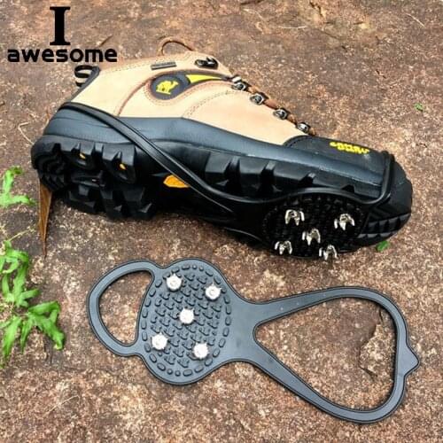 5 Teeth Nails Ice Gripper For Shoes Women Men Crampons Ice Gripper Spike Grips Cleats For Snow Studs Non-Slip Climbing Hiking