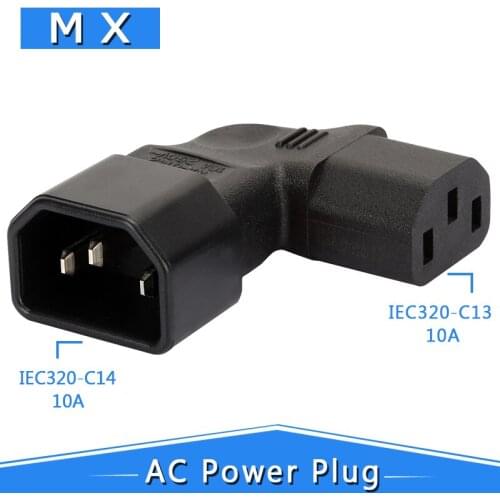 IEC320 C14 to C13, IEC320 C13 to C14 Right Curve Power Adapter Male to Female Right Curve Connector Chassis Conversion Plug