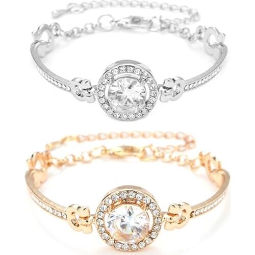 Gold Silver Color Adjustable CZ Cubic Zirconia Shining Bracelet Bangles Rhinestone Crystal Bracelet for Lady Women Gift Party