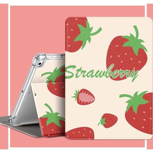 For iPad 10.2 Pro 11 Case Cartoon Fruit Magnetic Pu Leather Soft TPU Smart Cover for iPad 7th Generation 2019 9.7” 10.5” Funda