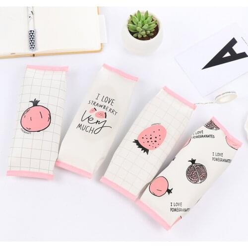 Creative Pomegranate Strawberry School Pencil Case Cute Pu Leather Pen Bag Kawaii Pouch Stationery Office School Supplies