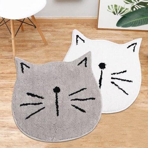 Flocking Cartoon Cat Doormat Cat Shape Absorbent Non-slip Floor Mat For Bathroom Kitchen Living Room