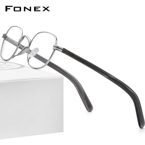 FONEX Pure Titanium Eyeglasses Frame Men Retro Square Prescription Glasses Women 2021 New Vintage Myopia Optical Eyewear F85675