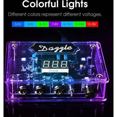 Tattoo Power Supply 0-18V Transparent Dazzle Color LED Digital Display Fit for All Rotary Tattoo Machine and Foot Pedal Switch