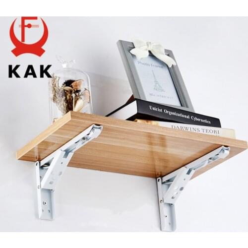 KAK 2pcs Folding Shelf Brackets Heavy Duty Stainless Steel Collapsible Shelf Bracket for Table Work Space Saving DIY Bracket