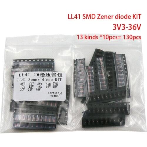 LL41 SMD Zener diode KIT 1W 3V3-36V 13 kinds *10pcs= 130pcs ZM4728A ZM4732A ZM4733A ZM4737A ZM4740A ZM4742A ZM4744A ZM4745A