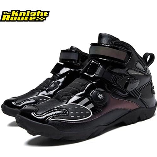 Brown Motorcycle Boots Moto Riding Boots Motocross Shoes Reflective Motorcyclist Motor Bike Motorbike Touring Ankle Shoes Biker