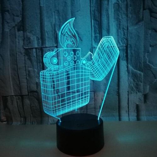 Creative Lighter Model 7 Color Changing LED 3D Night Light Illusion LED Desk Table Lamp For Children Toy Gift