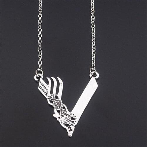 New Classic Pendan Jewelry Tv Series Vikings Icon Season Necklace Vikings "V"Pendant Women Christmas Gifts Jewelry Accessories