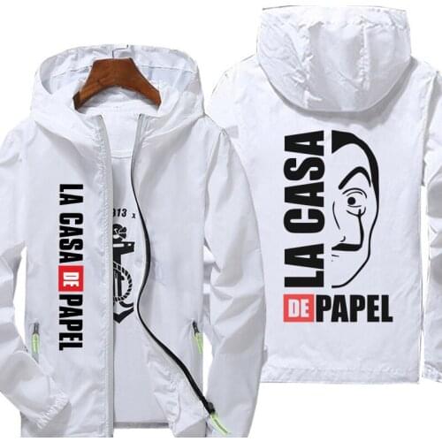 La Casa De Papel Jacket women Spring Autumn reflective zipper Windbreaker waterproof Jackets men street casual Hooded thin Coats