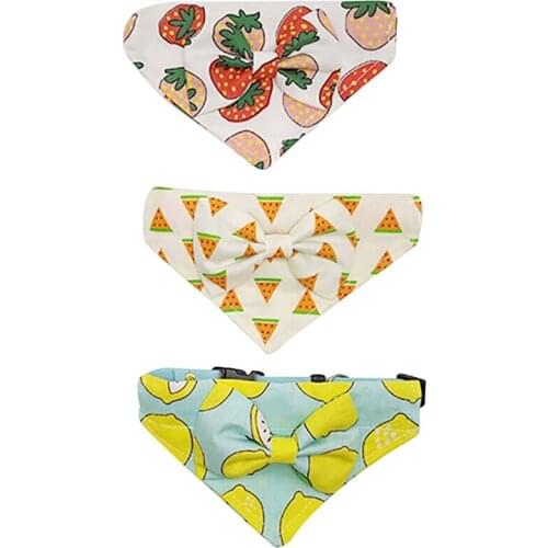 Legendog 3/5 PCS Summer Pet Puppy Dog Cat Collar Fruit Bandanas Adjustable Removable Dog Scarf Dog Accessories Pet Supplies