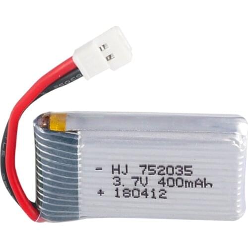 Dinto 1pc 400mAh 3.7V 752035 Lipo Battery for Eachine H99W JJRC Lithium Polymer Batteries for Hubsan X4 H107 XH Plug Toy Model