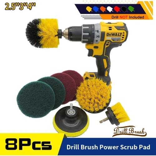 8Pcs Drill Brush Kit Power Scrubber Clean All Purpose For Leather Wooden Furniture Car Sofa Kitchen Bathroom Shower tiles etc