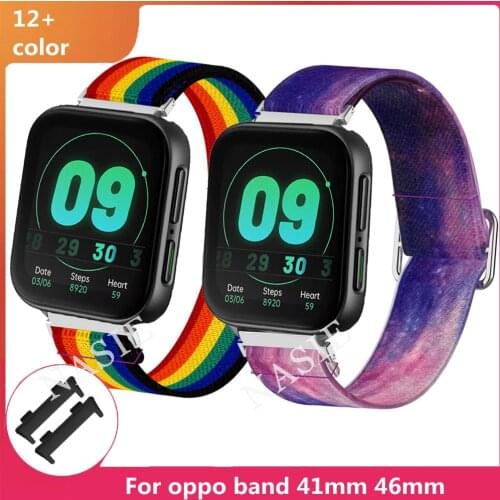 Nylon Loop Strap For OPPO Watch 41mm 46mm Wristband Sport Stretchable Elastic Nylon Band For OPPO Band Bracelet