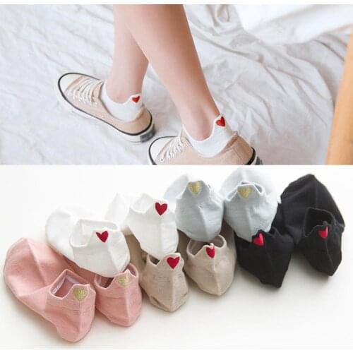 1 Pair New Fashion Socks Woman Spring Ankle Socks Girls Cotton Color Novelty Women Fashion Cute Heart Casual Funny Sock