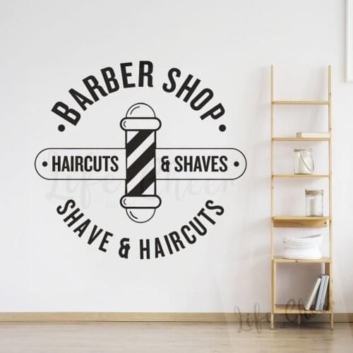 New Design Barber Shop Sign Wall Window Vinyl Decals Haircuts And Shaves Wall Sticker Hair Salon Decor Vinyl Poster AZ986