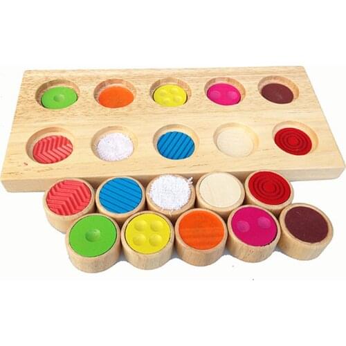 Early Learning Educational Toys For Children Montessori Sensory Touch Feeling Train Tools Color Matching Games Wooden Toys
