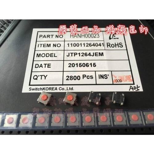 Original new 100% JTP1264JEM touch switch 6*6*2.5mm SMD 4pin micro key button