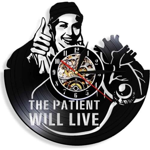 The Patient Will Live LED Wall Lighting Vinyl Record Clock Nurse Quote Wall Art Gift Hospital Night Light Watch Modern Design