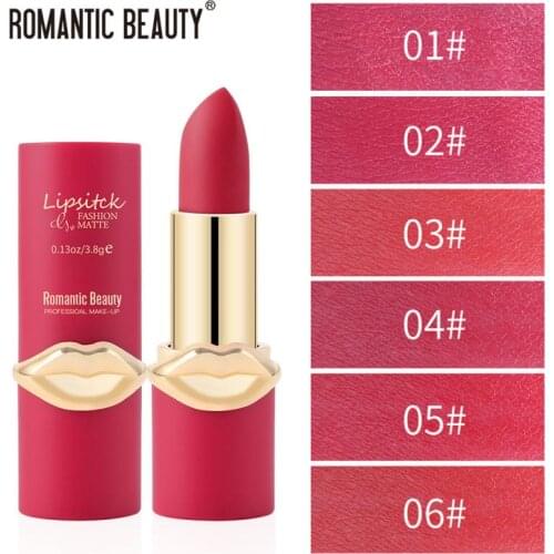 6 Color Sexy Red Matte Lipstick Waterproof Portable Non-sticky Cup Lip Blam Moisturize Lip Stick Long-lasting Lip Cosmetic TSLM2