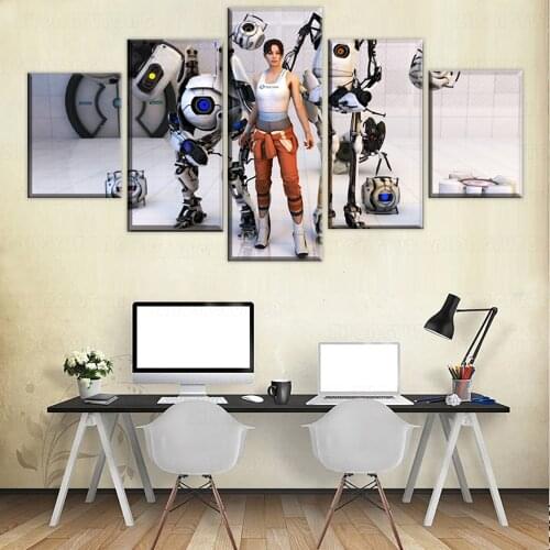 Poster 5 Pieces Top-Rated Canvas Print Chell Game Portal Wheatley Modular Pictures Wall Art Home Decorative Painting For Bedroom