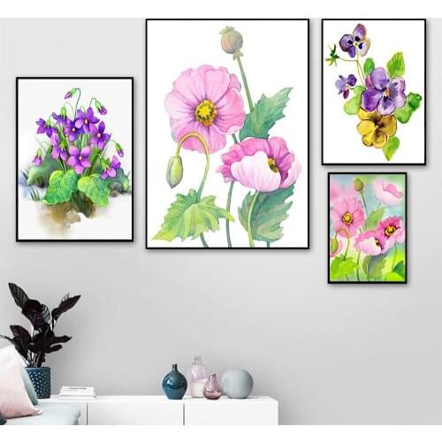 Pink Rose Flower Poster Nordic Style Floral Botanical Print Canvas Art Picture Simplicity Wall Painting Scandinavian Home Decor