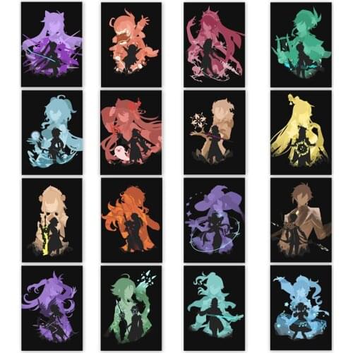 Genshin Impact GAME Posters And Prints Anime Figure Canvas Painting HD Cartoon Wall Art Pictures Bar Living Room Home Decoration