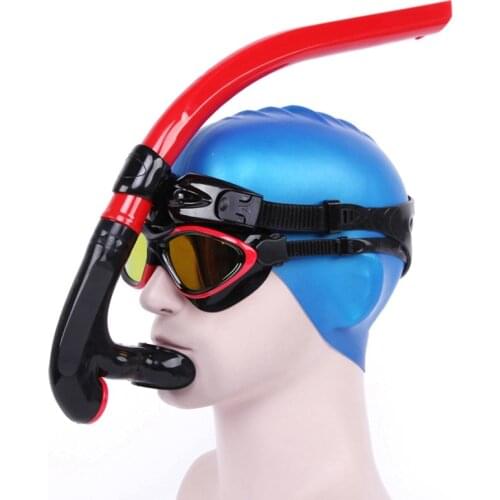 Professional Diving Snorkel Wet Breathing Tube Center Mount Silicone Mouthpiece One-Way Valves Adjustable Diving Snorkeling Gear