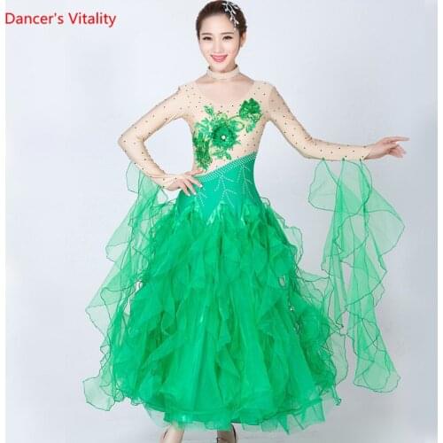 Professional Womens Ballroom Dance Dresses Waltz Flamenco Tango Competition Standard 5 colors Dress for Women Girls