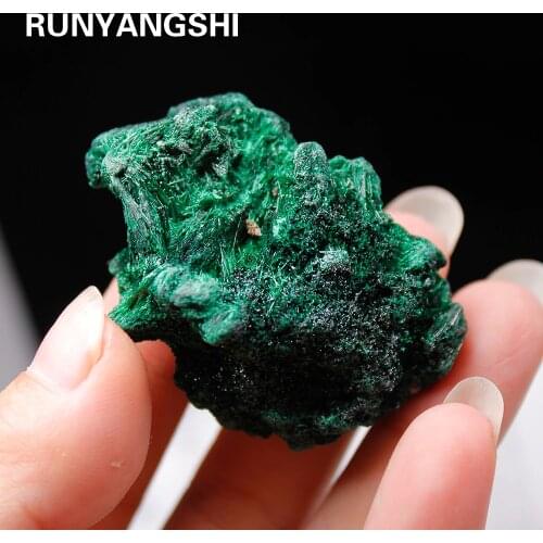 Runyangshi 1pc High quality Natural malachite raw stone Quartz Surface fluff mineral rough energy healing stone