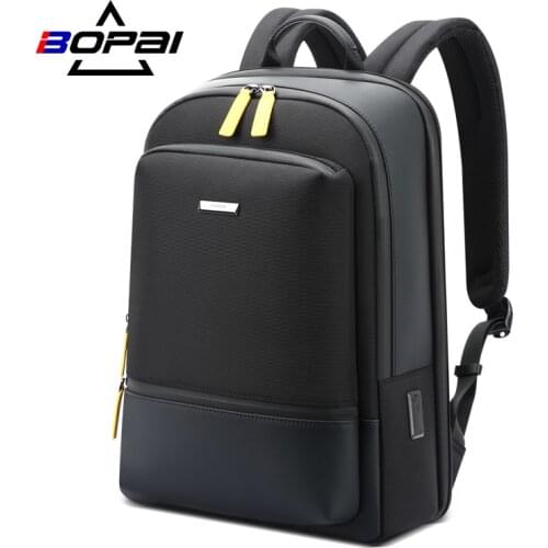 BOPAI 2020 New Men Backpack Fit 15.6 Inch Laptop Fashion USB Fast Charging Multi-Layer Space Travel Male Bag Anti-Theft Mochila