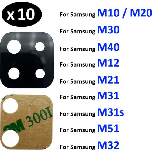 10Pcs Rear Back Camera Glass Lens For Samsung Galaxy M10 M20 M30 M21 M31 M31s M51 With Sticker Adhesive
