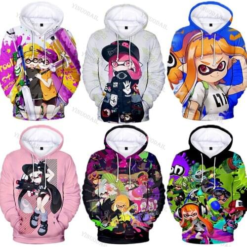 Men Women Splatoons Sweatshirts Hot Game Cosplay Splatoon Kids/Children Boy/Girls Autumn Winter Hooded