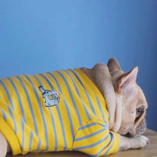 Striped French Bulldog Sweatshirt Cotton Dog Tshirt Pug Hoodie Fashion Autumn Dogs Pets Clothing Halloween Clothes Pet Costume