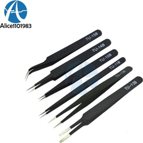 TU-10B/11B/12B/13B/14B/15B Anti-static Tweezer Non-magnetic Elbow Straight Tip Anti-Magnetic Anti-Acid Stainless Steel Tweezers