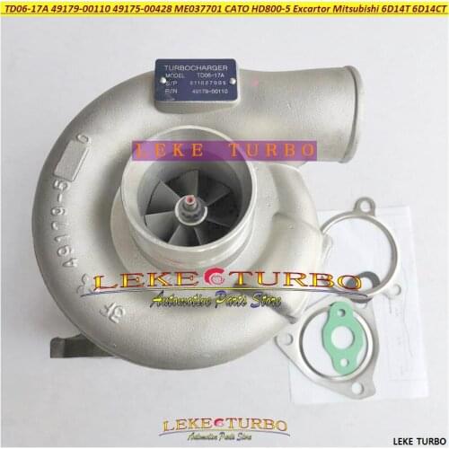 Free Ship TD06-17A 49179-00110 ME037701 Oil Cooled Turbo Turbocharger For Komatsu SK07-2 For Kato HD770SE 880SE CATO 800-5 6D14T