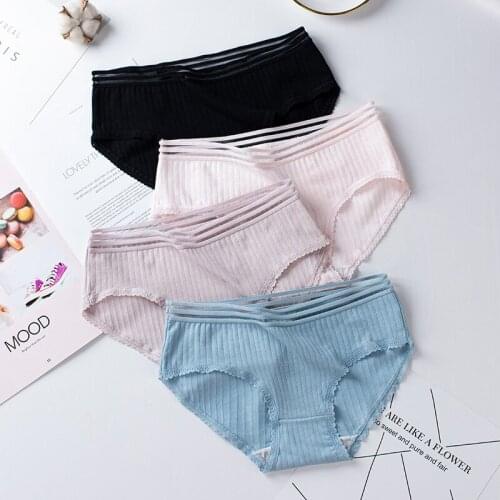 Sporty Cotton Solid Women Underwear Female Striped Breathable Seamless Briefs Soft Sexy Sanitary Panties 6 Color Lingerie Tanga