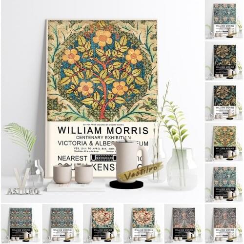 William Morris Exhibition Museum Canvas Painting Poster Gallery Vintage Flower Pattern Art Prints Wallpaper Home Decor Pictures
