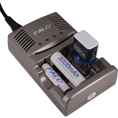 PALO 1.2V AA AAA battery charger 9V nimh rechargeable battery charger for 1.2V AA AAA 9V NiCd NiMh Battery