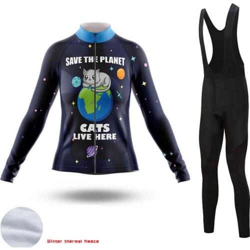 SPTGRVO Lairschdan funny cat winter cycling clothing women thermal 2020 female mtb cycling clothes bicycle uniform bike outfit