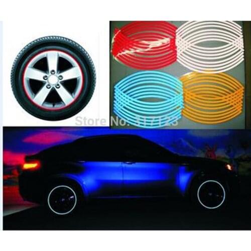 10 SET/LOT) Wholesale 18'' Hot Polyethylene Wheel Sticker Reflective Rim Stripe Tape for Bike Motorcycle Car