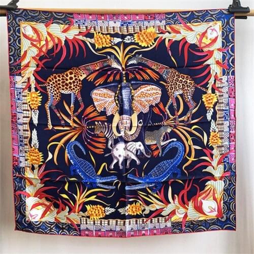 100% Pure Silk Scarf Women Tree Print Square Scarves Wraps Head Handkerchief Wholesale Hijabs Silk Foulards Bandana 90x90CM