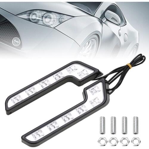 2pcs 6LED Car Day-time Running Light DRL Fog Driving Lights White Lamp 100Lm 12V
