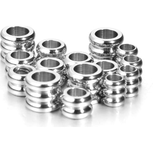 20pcs Stainless Steel Big Hole Spacer Beads 3-5mm Necklace Bracelet Charms Pendants for DIY Gifts Jewelry Making Bulk Wholesale