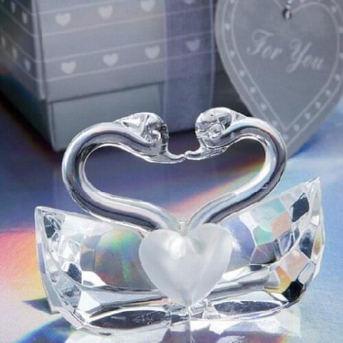 200pcs/Lot Wedding Gifts Party Souvenir Crystal Kissing Swans Birthday Keepsake Crystal Swan Bridal Shower Favors lin5127
